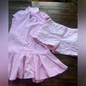 Girls pink Ralph Lauren dress and pink vineyard vines shorts